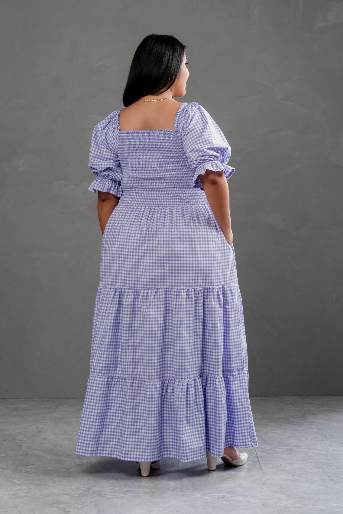 Vestido largo de cuadros Vichy Gabriela
