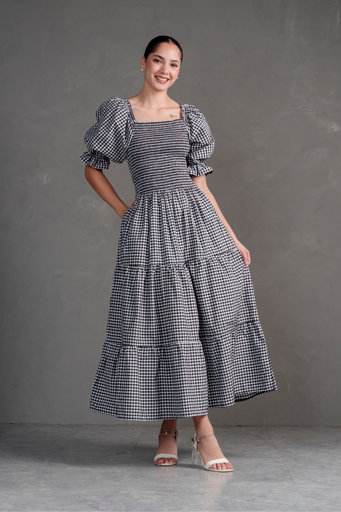 Vestido largo de cuadros Vichy Gabriela
