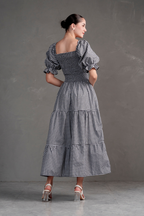 Vestido largo de cuadros Vichy Gabriela