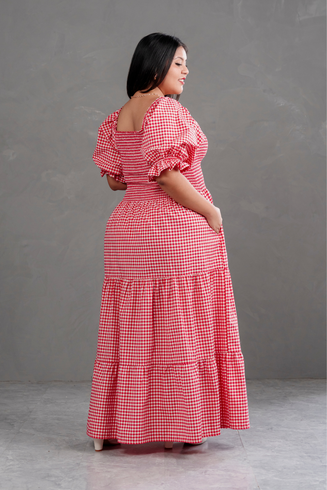Vestido largo de cuadros Vichy Gabriela