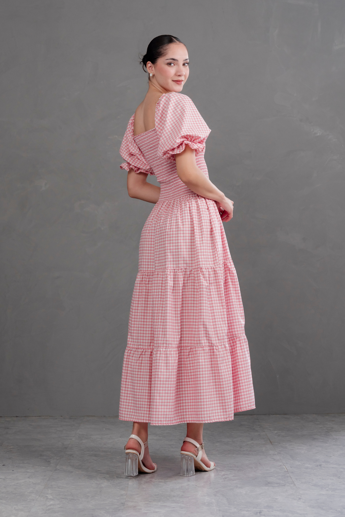 Vestido largo de cuadros Vichy Gabriela