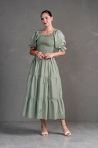 Vestido largo de cuadros Vichy Gabriela
