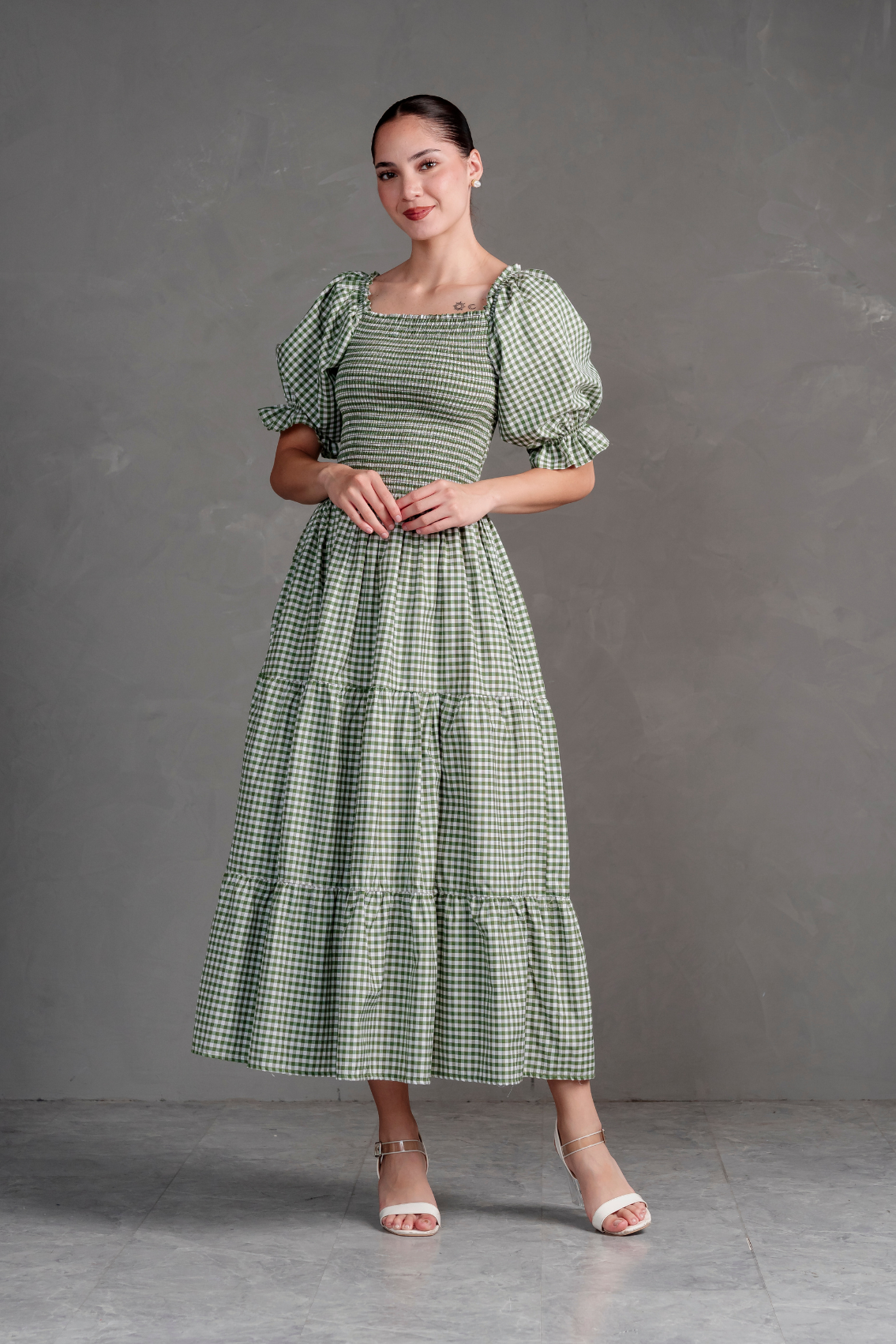 Vestido largo de cuadros Vichy Gabriela
