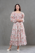Vestido de gasa Amelia manga larga floreado