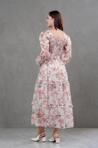 Vestido de gasa Amelia manga larga floreado