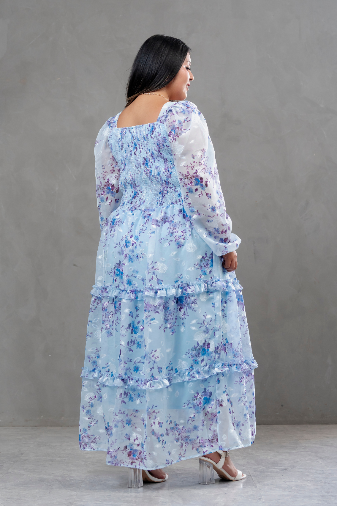 Vestido de gasa Amelia manga larga