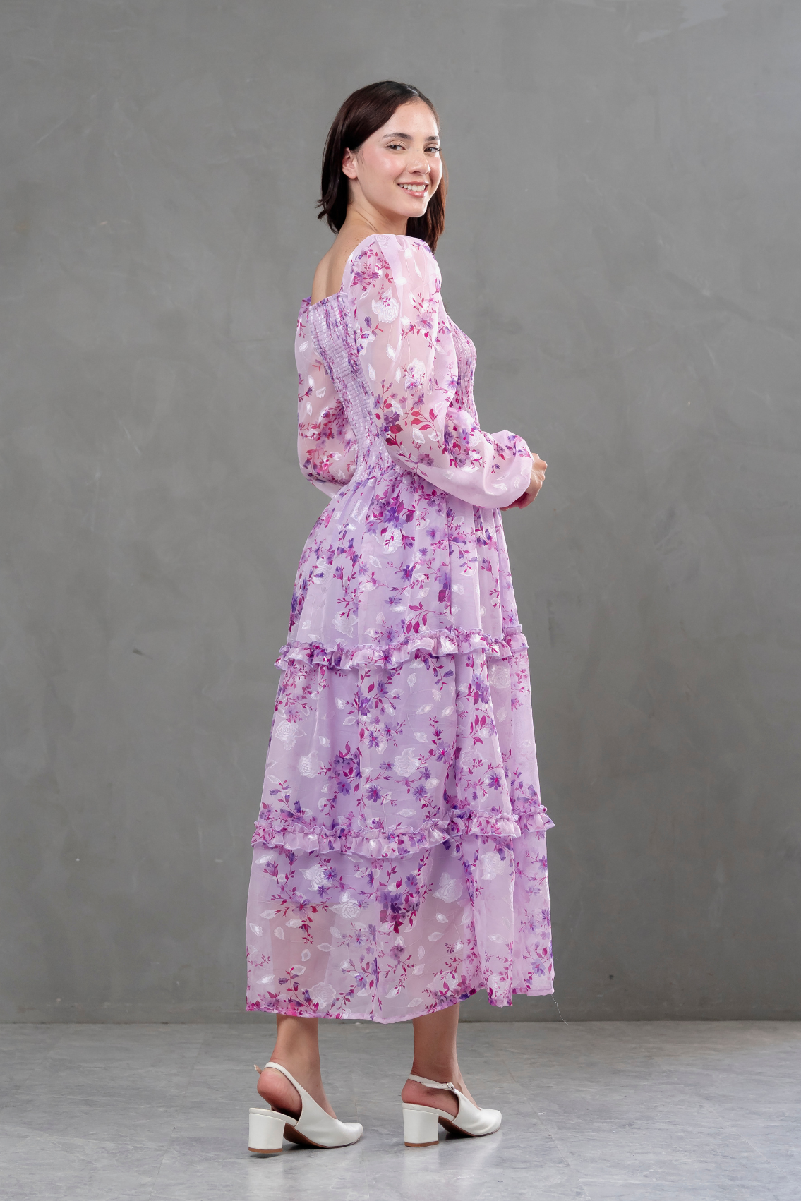 Vestido de gasa Amelia manga larga
