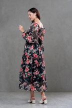 Vestido de gasa Amelia manga larga floreado
