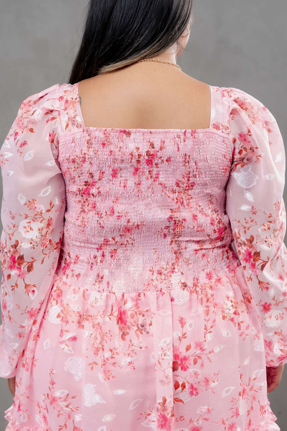 Vestido de Gasa Amelia manga larga rosado