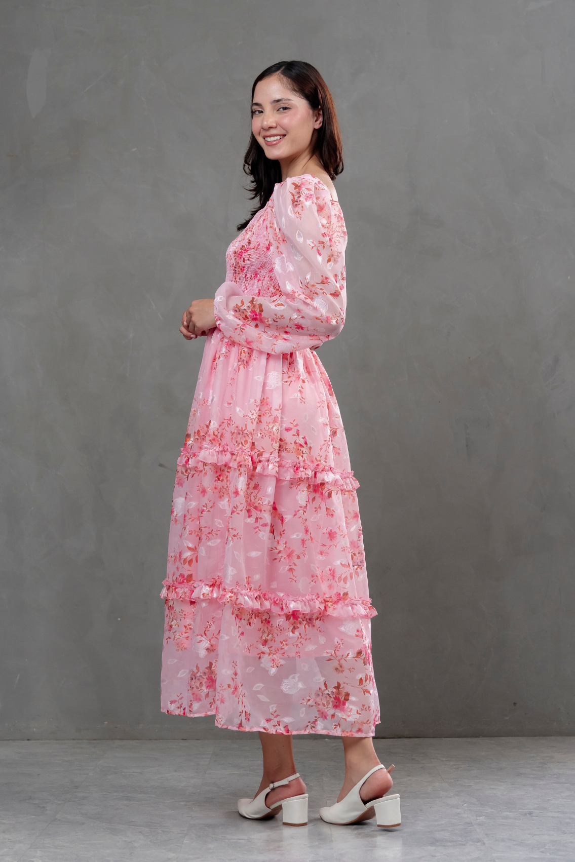 Vestido de gasa Amelia manga larga