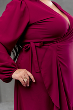 Vestido Envolvente Valentina manga larga Burgundy