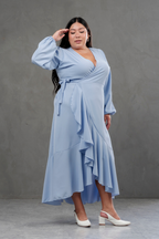 Vestido Envolvente manga larga rosado