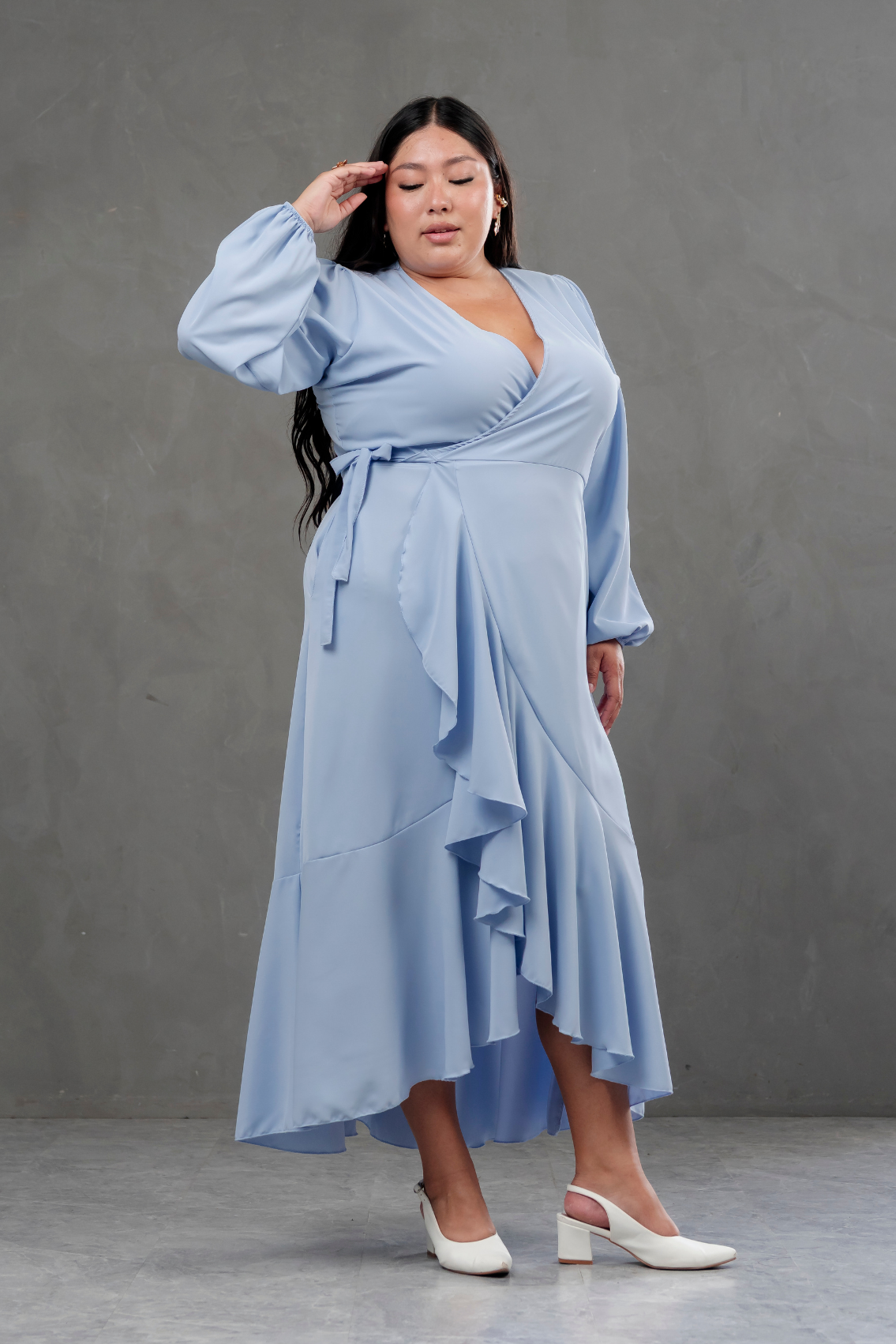 Vestido Envolvente manga larga rosado