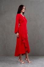 Vestido Envolvente manga larga rojo vino