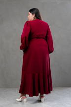 Vestido Envolvente manga larga rojo vino