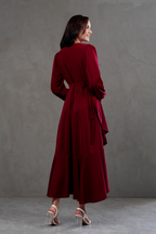 Vestido Envolvente manga larga rojo vino