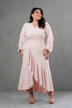 Vestido Envolvente manga larga rosado