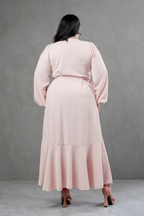 Vestido Envolvente manga larga rosado
