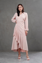 Vestido Envolvente manga larga rosado