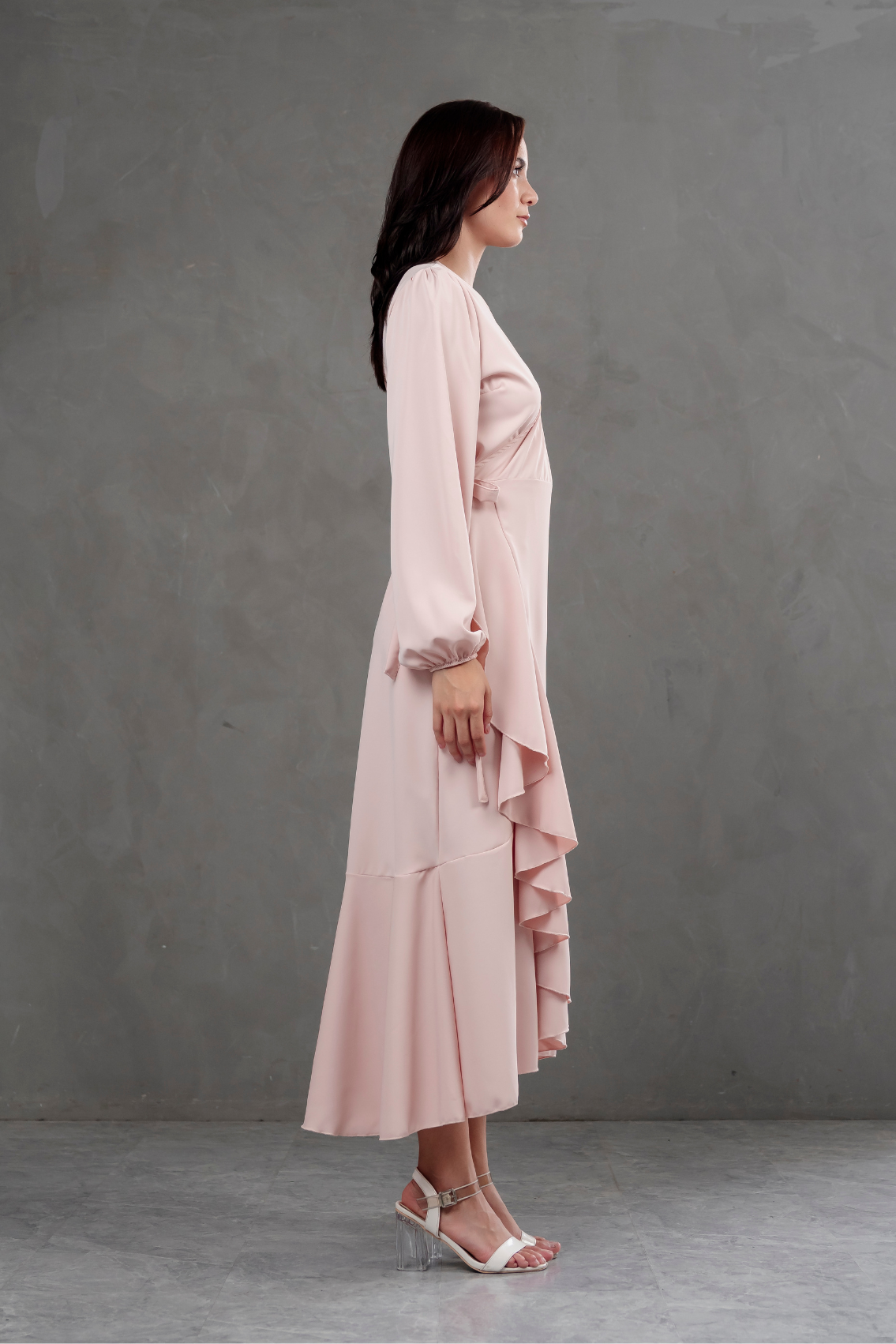 Vestido Envolvente manga larga rosado