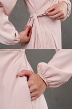 Vestido Envolvente manga larga rosado