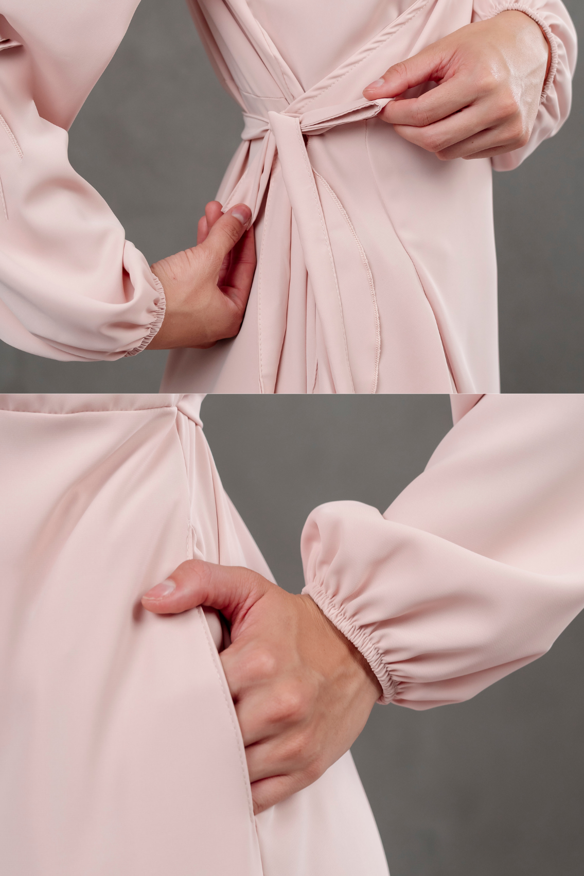 Vestido Envolvente manga larga rosado