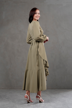 Vestido Envolvente manga larga marron