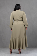 Vestido Envolvente manga larga marron