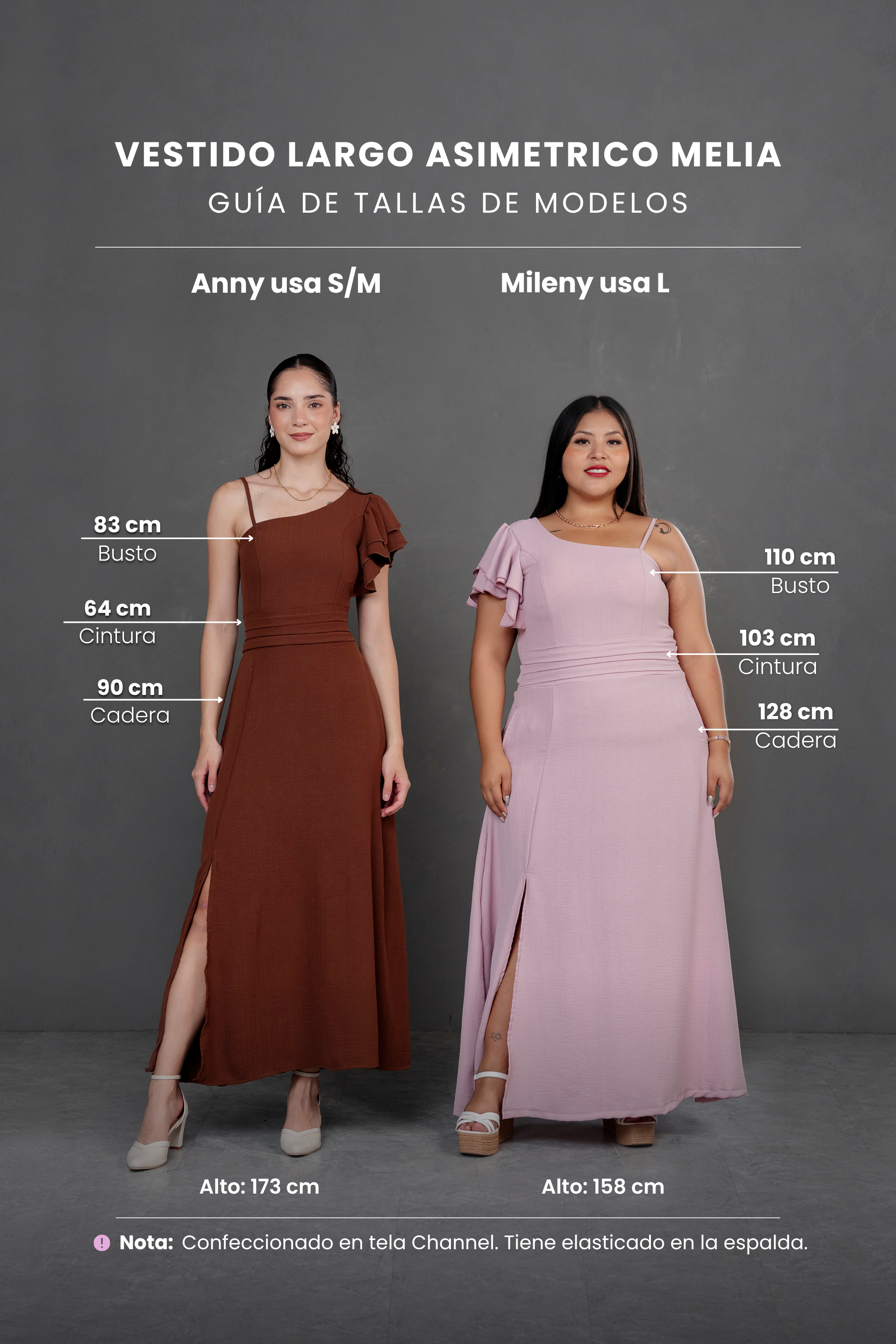 Vestido largo Asimetrico Melia