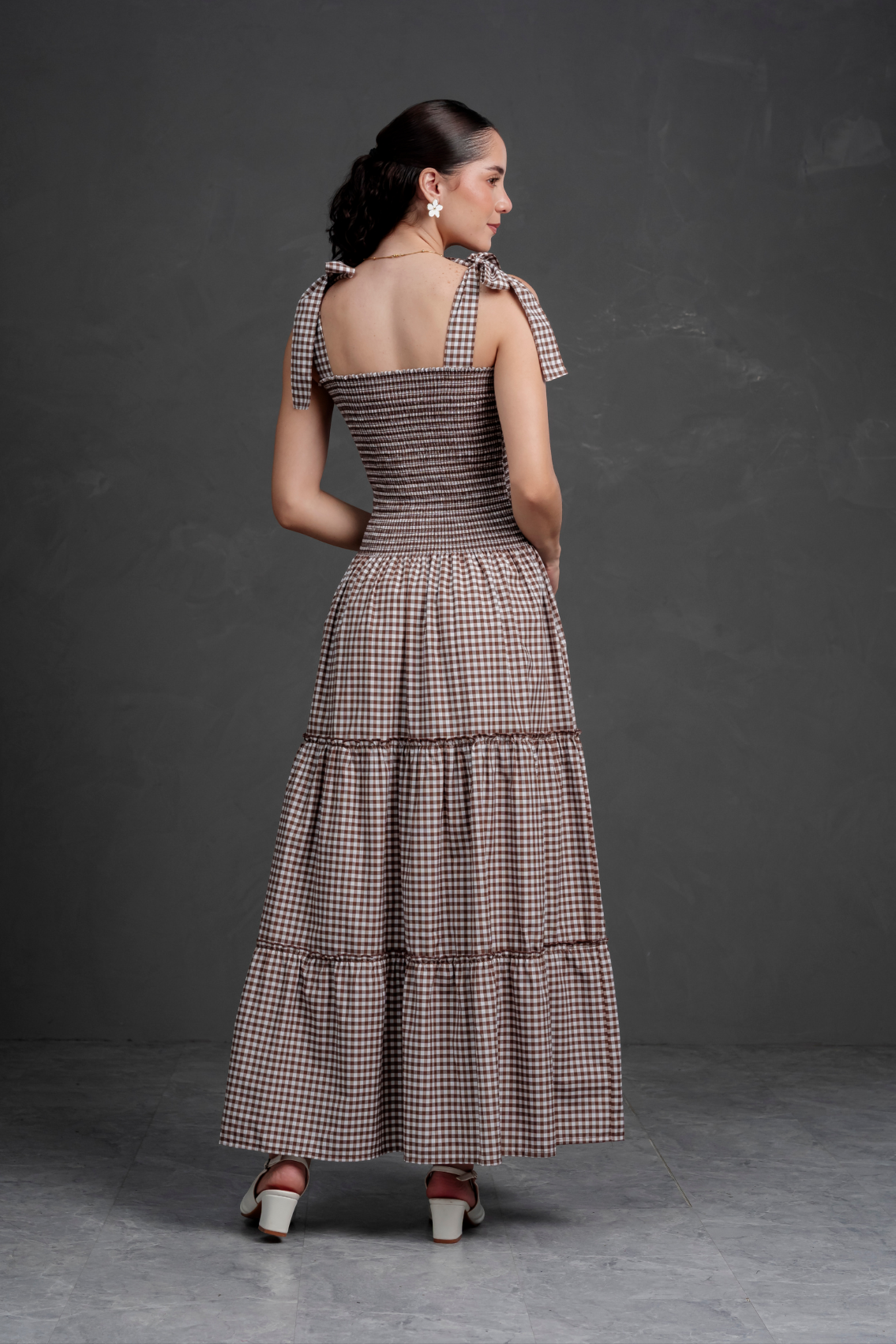 Vestido largo de cuadros Vichy Briella