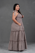 Vestido largo de cuadros Vichy Briella