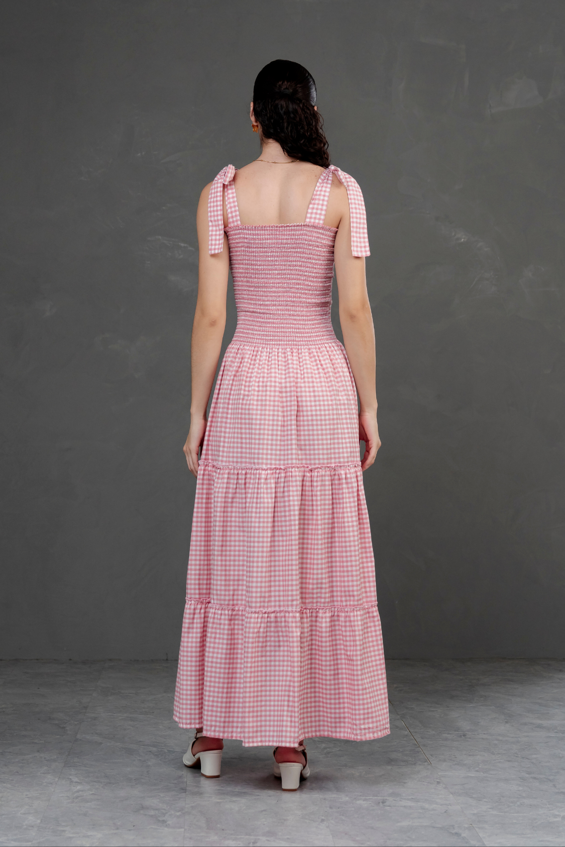 Vestido largo de cuadros Vichy Briella