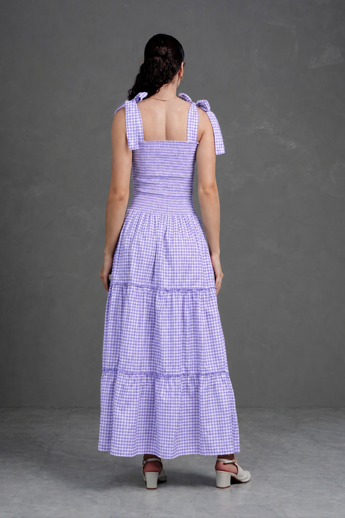Vestido largo de cuadros Vichy Briella