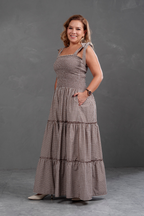 Vestido largo de cuadros Vichy Briella