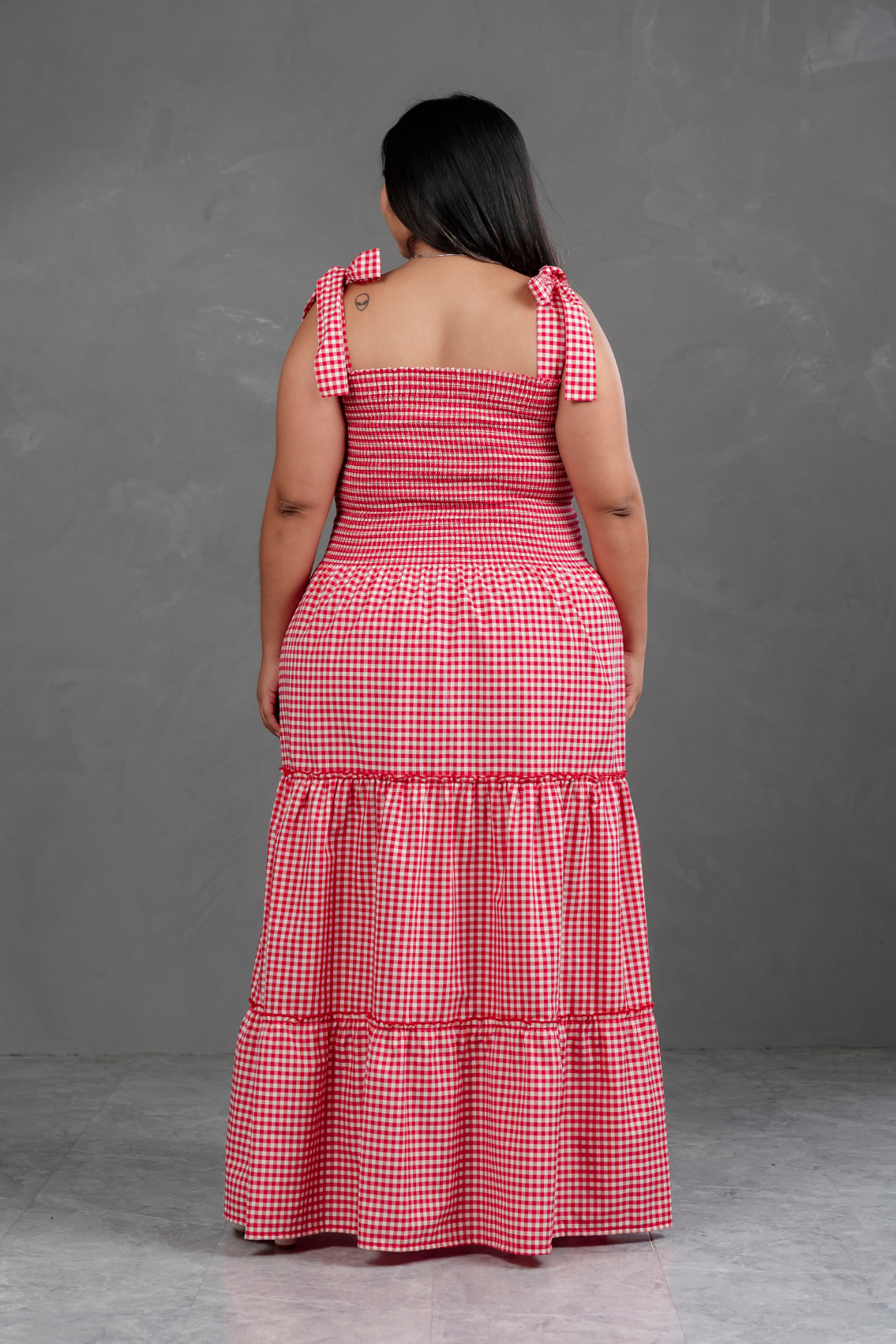 Vestido largo de cuadros Vichy Briella
