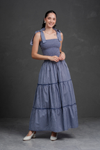 Vestido largo de cuadros Vichy Briella