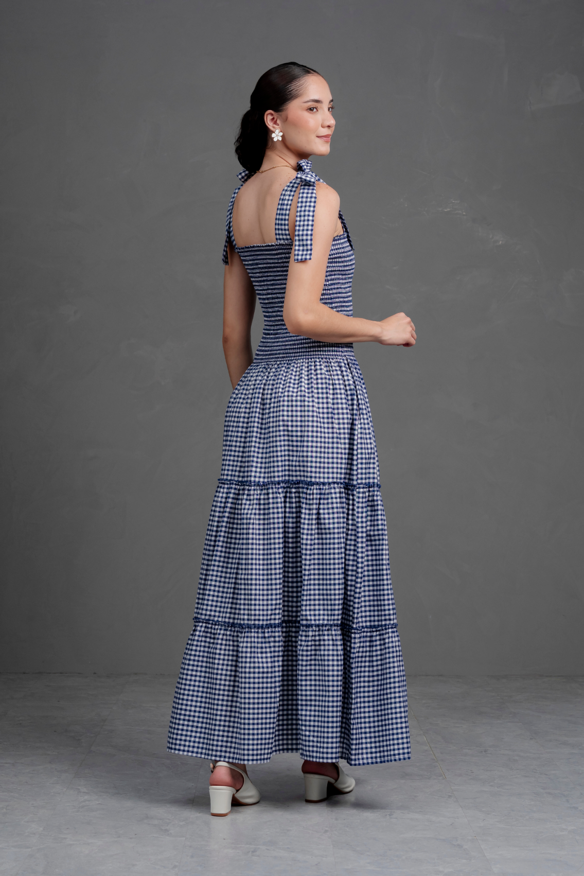 Vestido largo de cuadros Vichy Briella