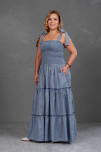 Vestido largo de cuadros Vichy Briella