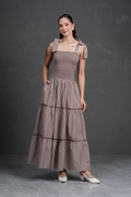 Vestido largo de cuadros Vichy Briella