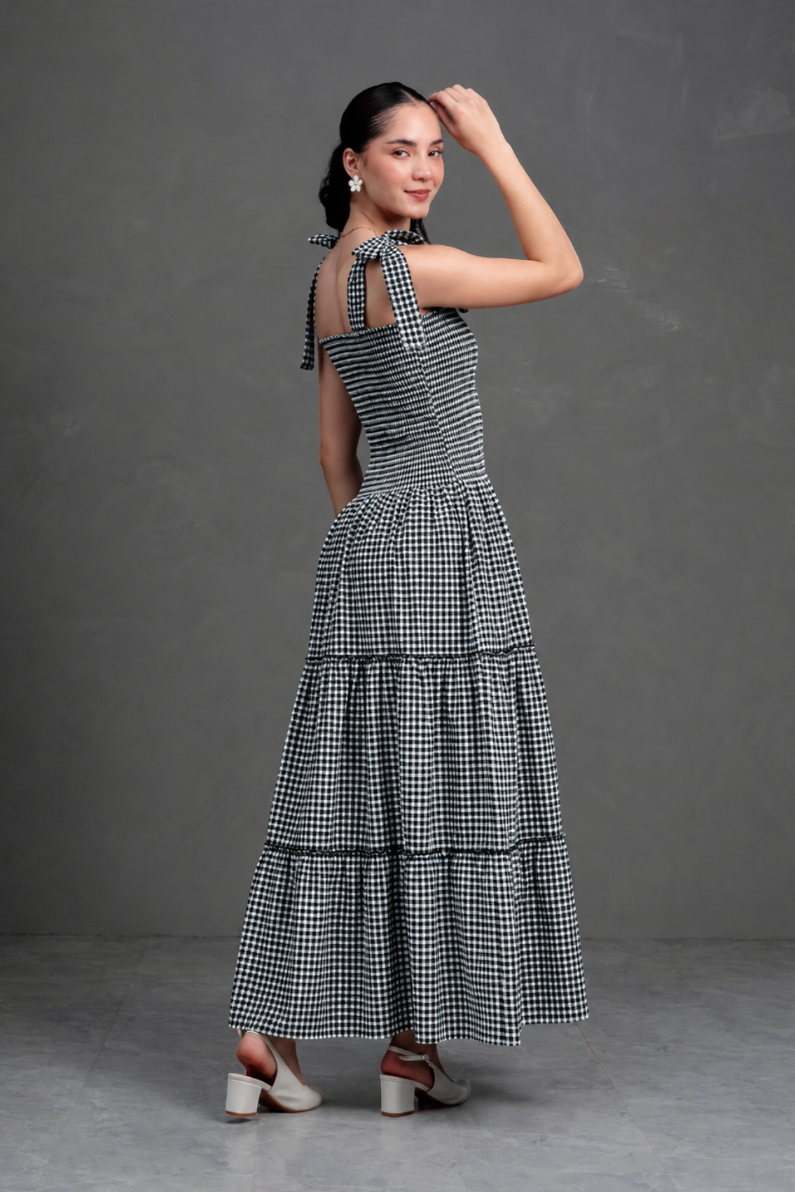 Vestido largo de cuadros Vichy Briella
