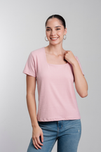 Polo básico manga corta cuello cuadrado