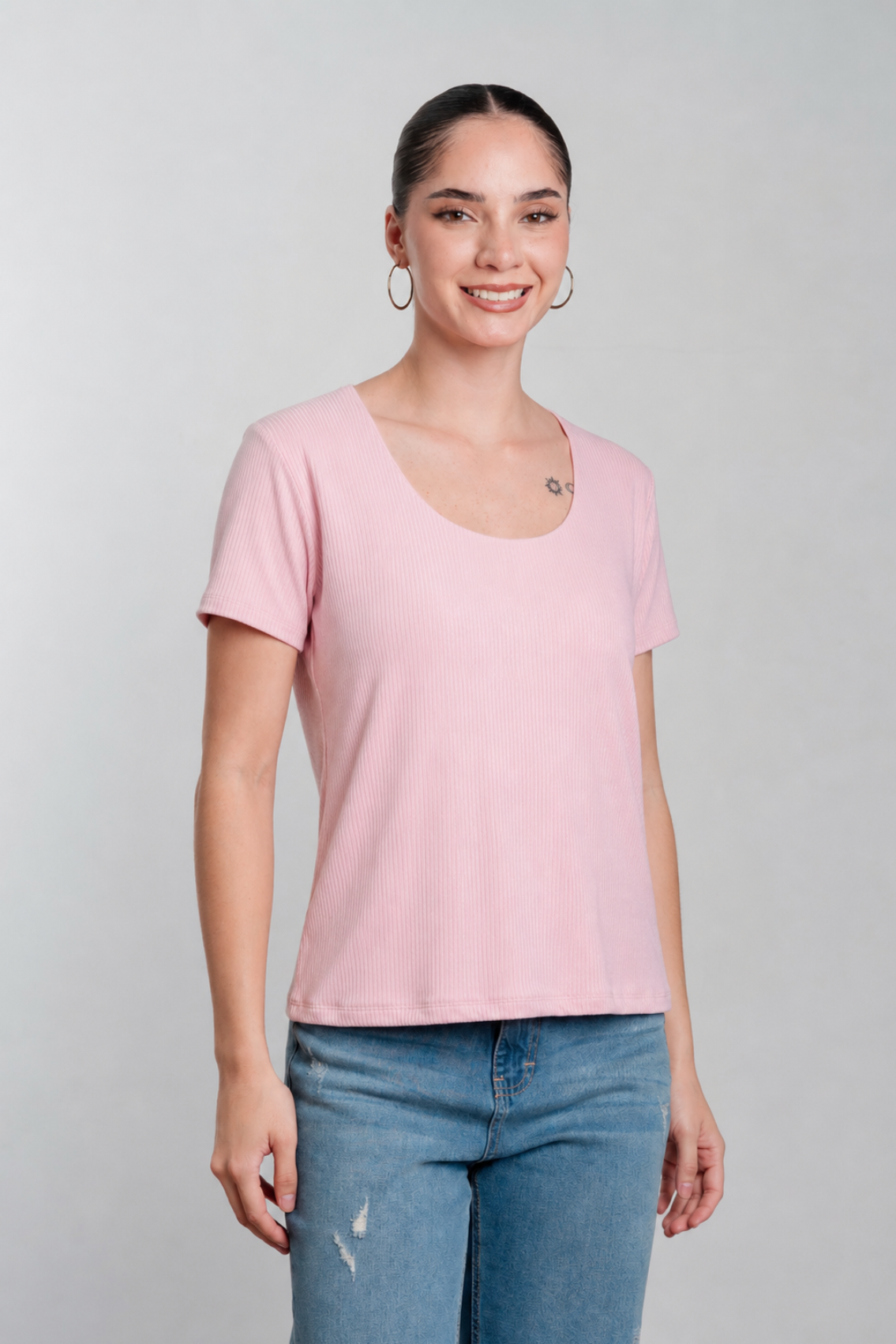 Polo básico manga corta cuello redondo